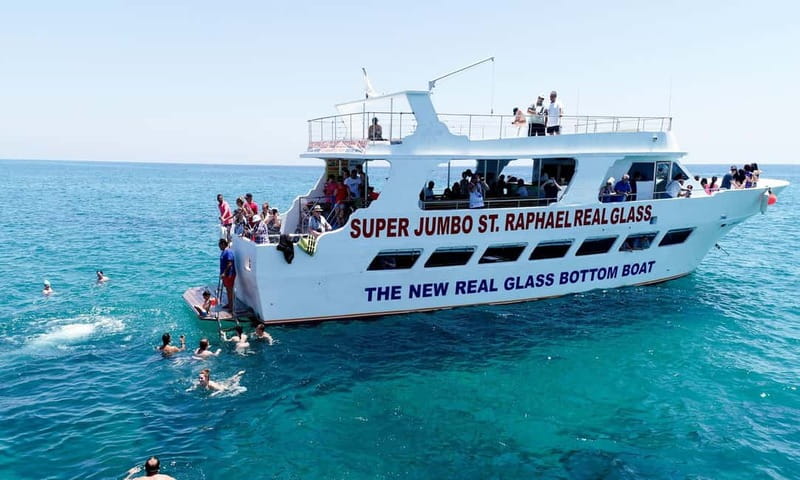 Paphos: Glass Bottom Boat Trip with Swimming or Snorkeling - Looking through the glass at the Vera K. wreck