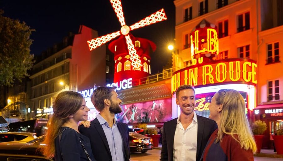 Paris: Eiffel Tower, Dinner Cruise and Moulin Rouge Show - Reaching the Eiffel Tower after dark