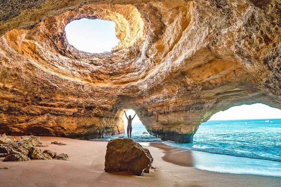 Portimão: Carvalho & Marinha Beach, Benagil Cave Boat Tour - Entering Benagil Sea Cave