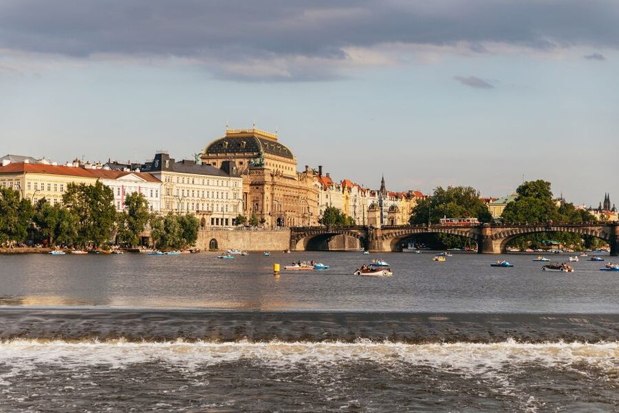 Prague: Sightseeing Dinner Cruise on Open-Top Glass Boat - Vysehrad Castle and the longer river view