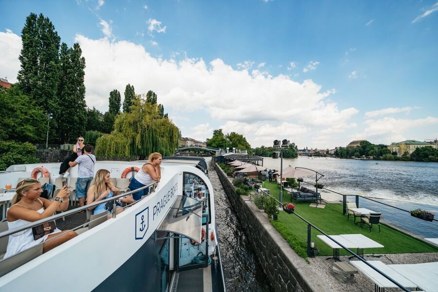 Prague: Vltava River Lunch Cruise in an Open-Top Glass Boat - At a glance