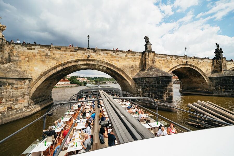 Prague: Vltava River Lunch Cruise in an Open-Top Glass Boat - The Dancing House and Prague’s changing riverfront