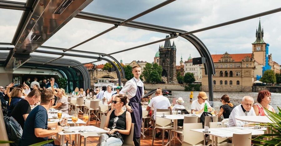 Prague: Vltava River Lunch Cruise in an Open-Top Glass Boat - Live accordion music, not a loud stage show