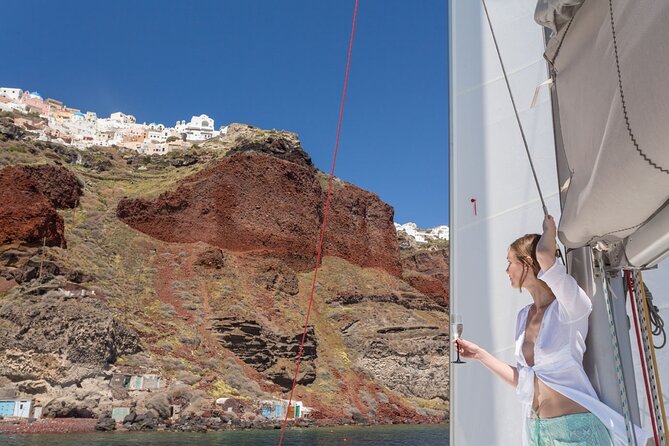 Premium Small-Group Catamaran Cruise with BBQ, Open Bar, Transfer - Why a catamaran is one of Santorini’s best viewpoints