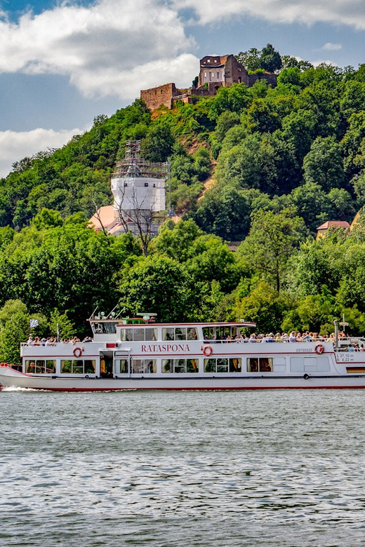 Regensburg: Klinger's Sightseeing Boat Tour to Walhalla - Arriving at Donaustauf and starting the climb