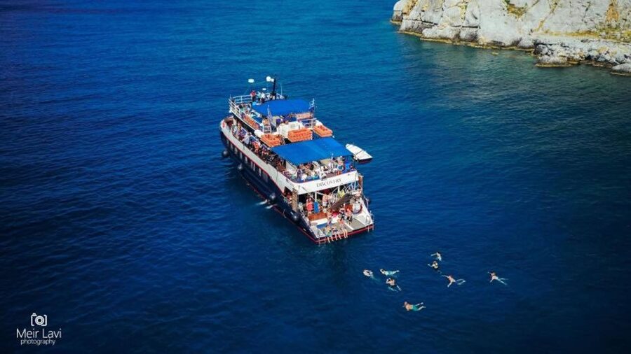 Rhodes: Lindos Cruise with 2 Swim Stops - The boat, bar, and seating choices