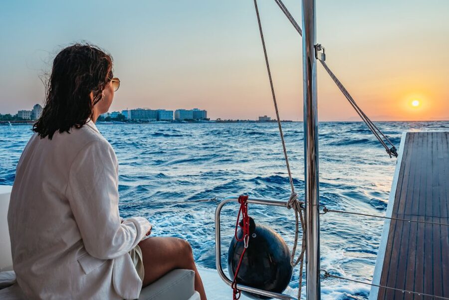 Rhodes: Sunset Catamaran Cruise with Dinner Buffet & Drinks - What the crew adds to the experience