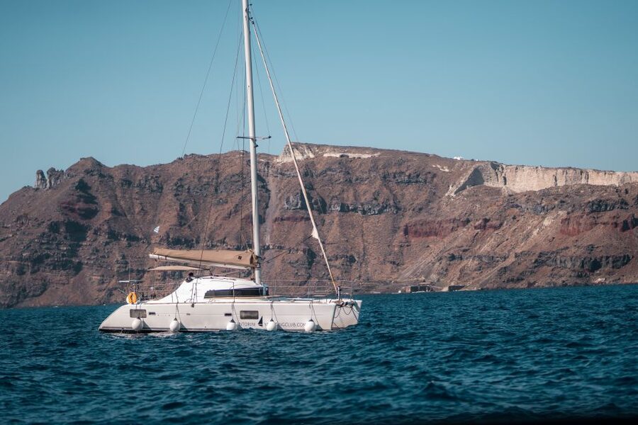 Santorini: Catamaran Caldera Cruise with Meal and Drinks - Mesa Pigadia, White Beach, and Red Beach