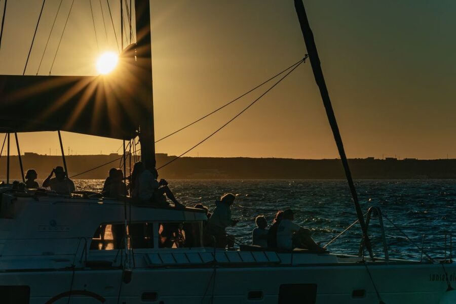Santorini: Catamaran Caldera Cruise with Meal and Drinks - Sunset, music, and the mood on board