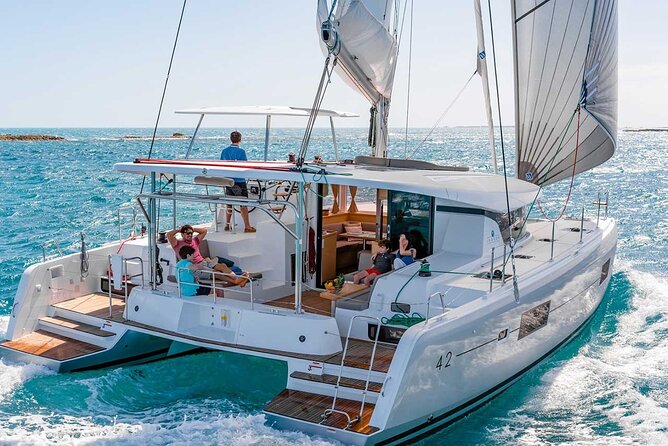 Santorini Catamaran Cruise with Greek Meal, Open-Bar and Sunset - Santorini from the water, not from a crowded viewpoint