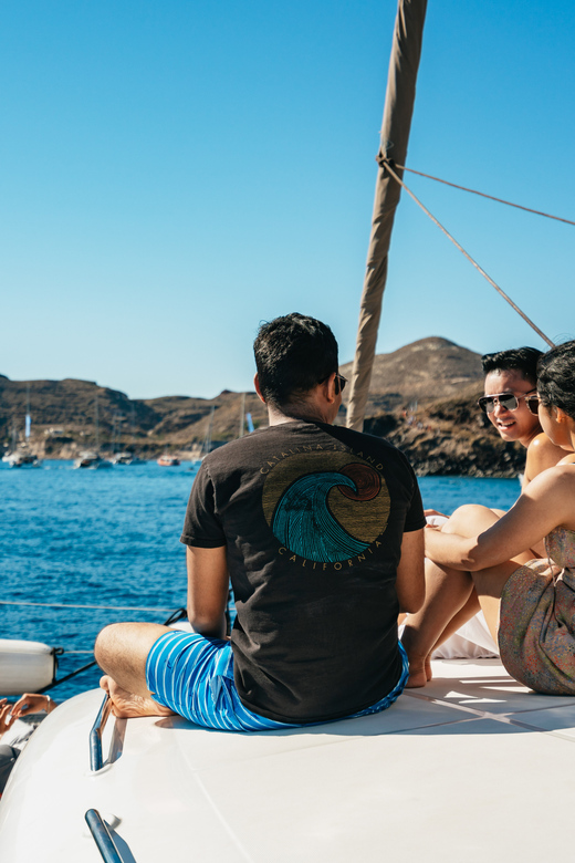 Santorini: Sailing Catamaran Cruise with BBQ and Drinks - Lighthouse, Indian Rocks, and the caldera