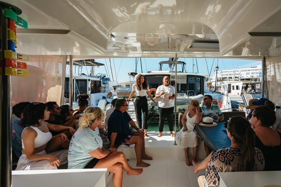 Santorini: Sailing Catamaran Cruise with BBQ and Drinks - Service details that can make the day easier