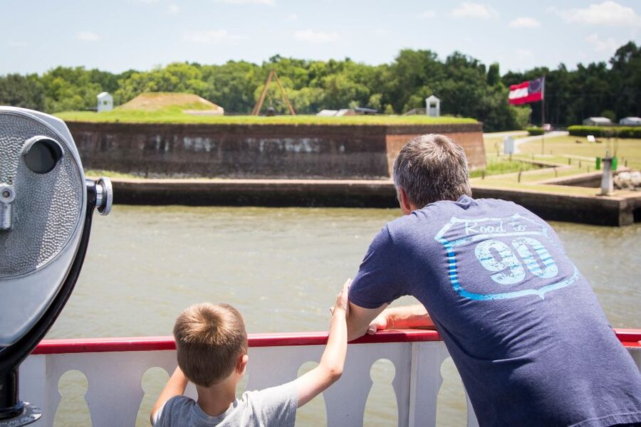 Savannah: Riverboat Narrated Harbor Sightseeing Cruise - Old Fort Jackson appears downriver