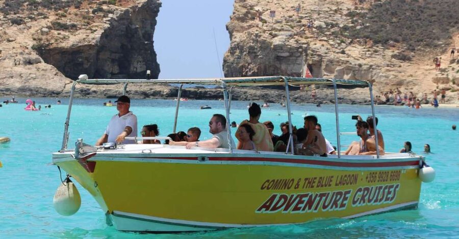 Sliema: Boat Trip to Comino Blue Lagoon, Gozo, and Caves - Comino Blue Lagoon: beautiful water, busy surroundings