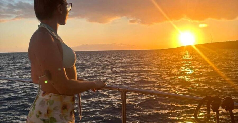 Tenerife: Sunset Catamaran Tour with Transfer, Buff & Drinks - The first hour: searching for whales and dolphins
